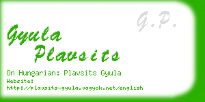 gyula plavsits business card